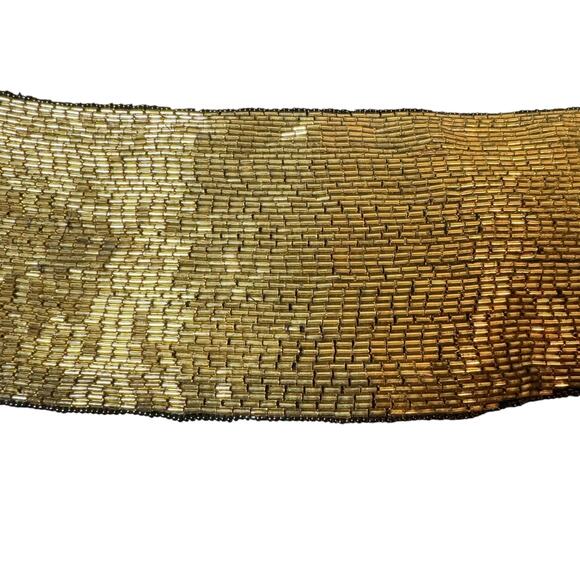 Vtg with Tags Christian Dior Ceintures M/L Gold Beaded Satin Lined Waist Belt - Picture 7 of 10